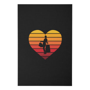 I Love Shopping Retro Sunset Heart Faux Canvas Print