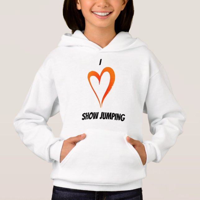 I Love Show Jumping - Kids Pullover Hoodie (Front)