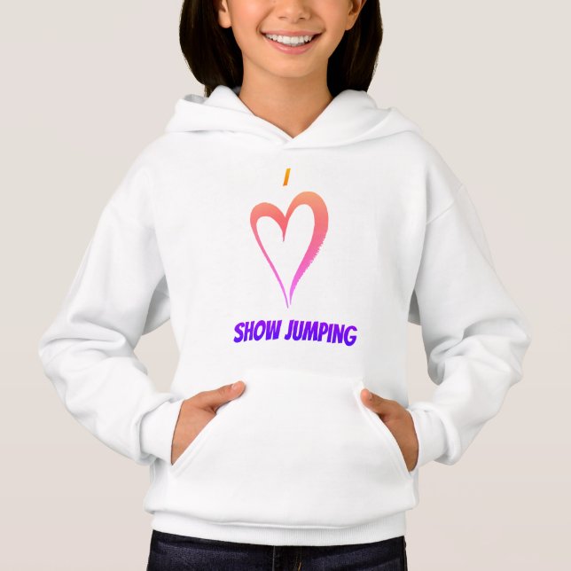I Love Show Jumping - Kids Pullover Hoodie (Front)