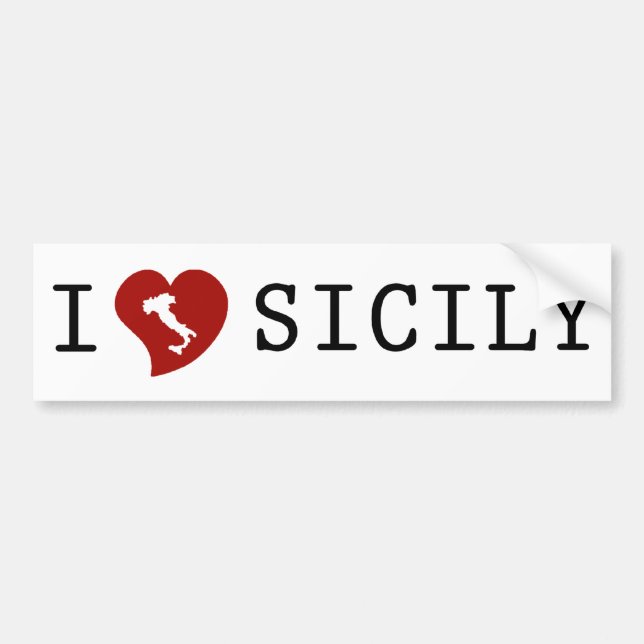 I Love Sicily Bumper Sticker (Front)