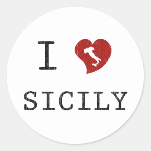 I Love Sicily Classic Round Sticker