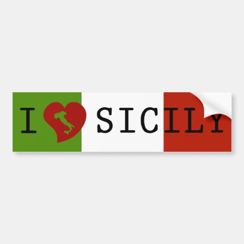 I Love Sicily Flag Bumper Sticker