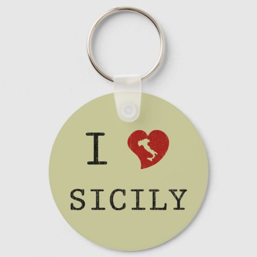 I Love Sicily Keychain