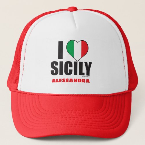 I Love Sicily Personalized Trucker Hat