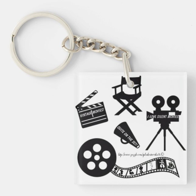 "I love silent movies!" Keychain (Front)
