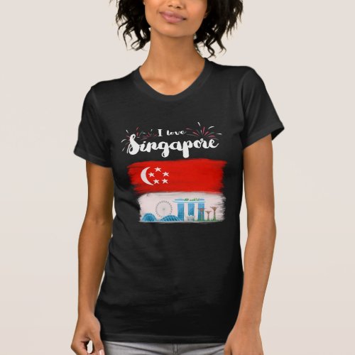 I Love Singapore Black T_Shirt