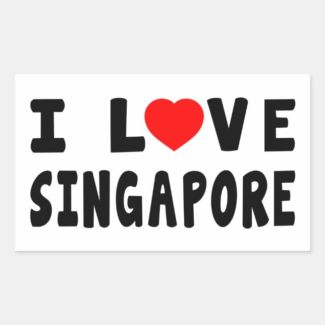 I Love Singapore Rectangular Sticker (Front)
