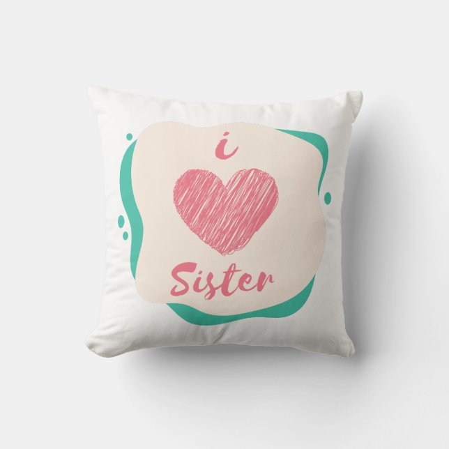 i love sister/brother throw pillow (Front)