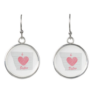 i love sister earrings