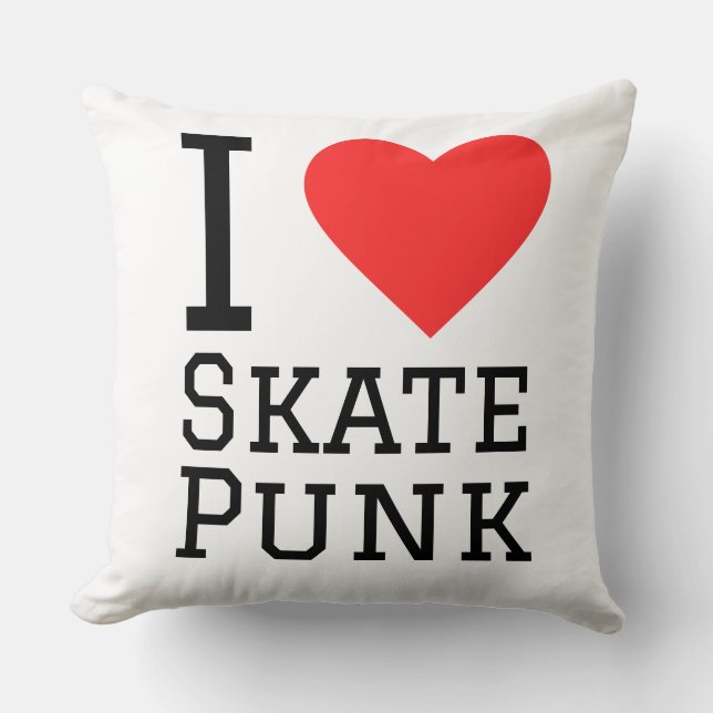 I love skate punk square sticker throw pillow (Front)
