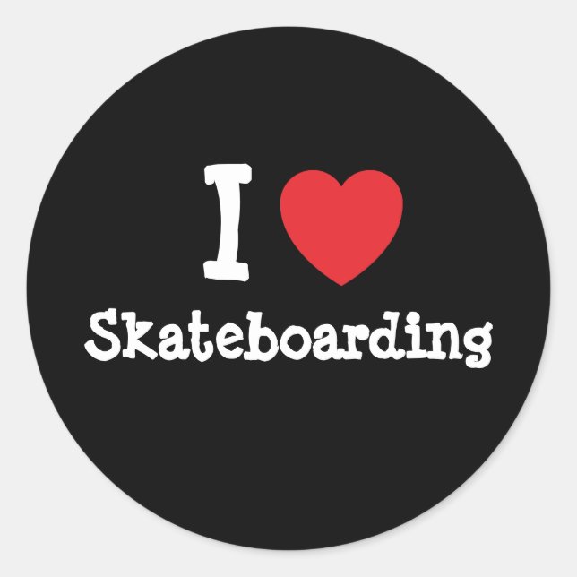I love Skateboarding heart custom personalized Classic Round Sticker (Front)