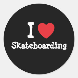 I love Skateboarding heart custom personalized Classic Round Sticker