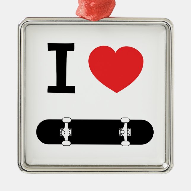 I love skateboarding metal ornament (Front)