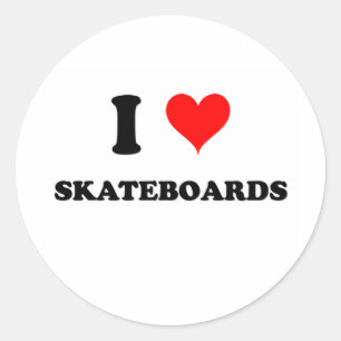 I Love Skateboards Classic Round Sticker