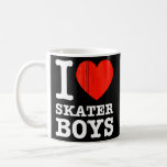 I Love Skater Boys Red Heart Skateboard Girls Wome Coffee Mug