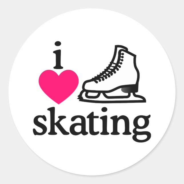 I Love Skating Classic Round Sticker (Front)
