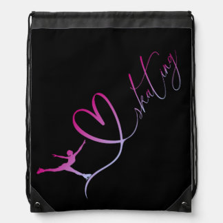 "I love Skating" figure skating Drawstring Bag