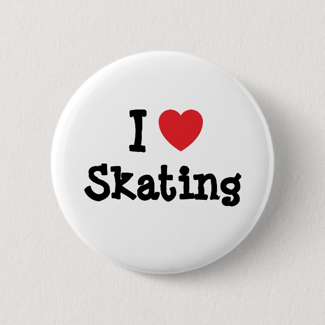 I love Skating heart custom personalized Pinback Button (Front)