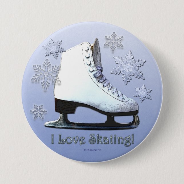 I Love Skating Pinback Button (Front)