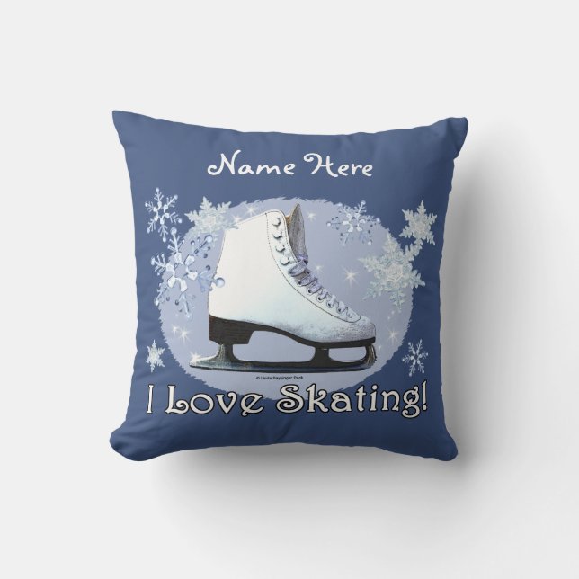 I Love Skating! Throw Pillow (Front)