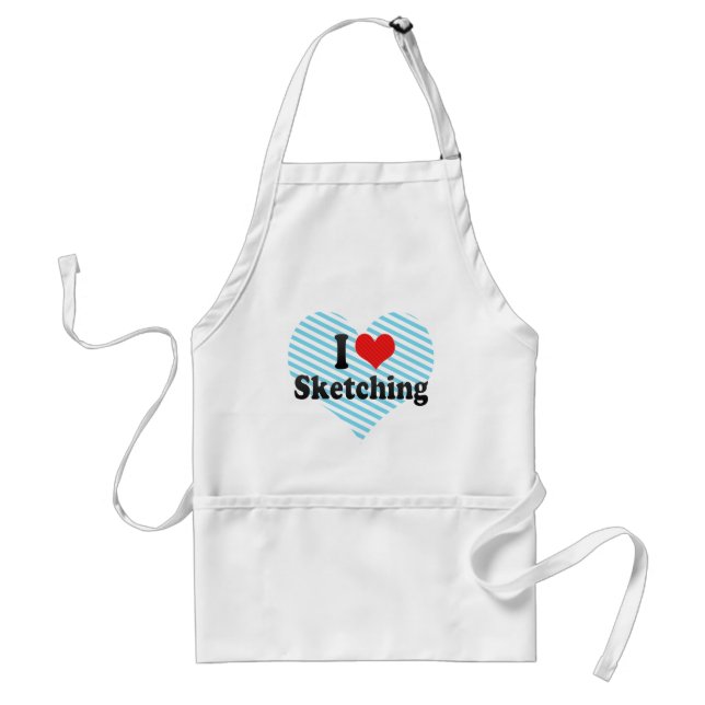 I Love Sketching Adult Apron (Front)