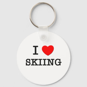 I Love Skiing Keychain