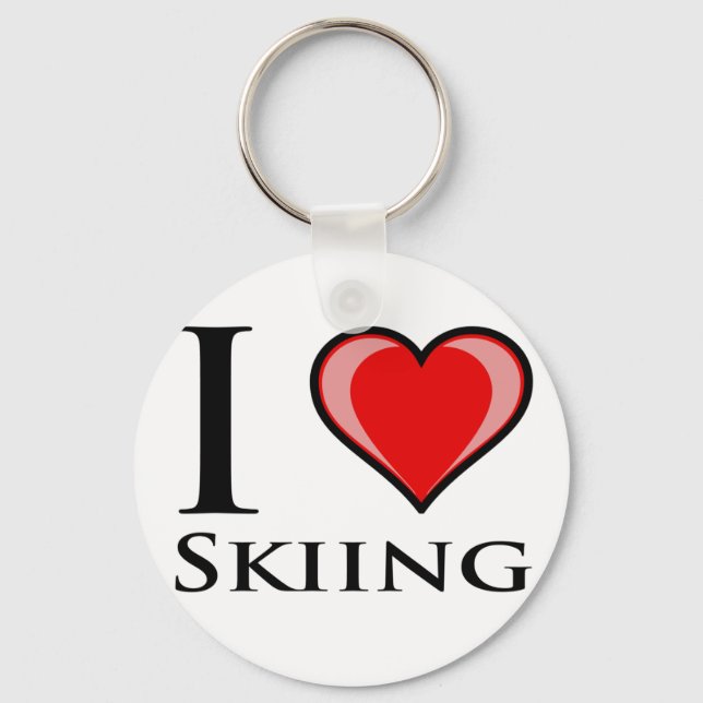 I Love Skiing Keychain (Front)