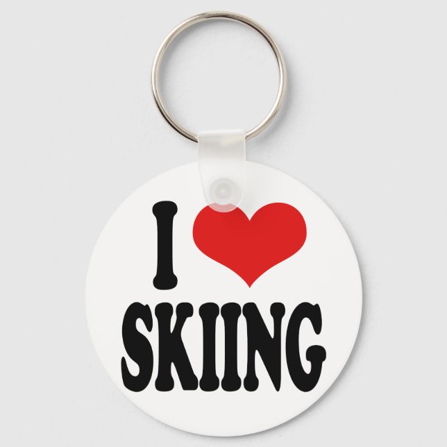I Love Skiing Keychain (Front)