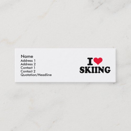 I love Skiing Business Card Template