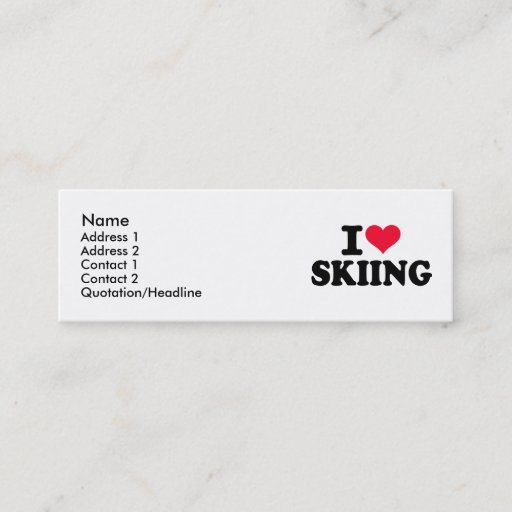 Customizable I love Skiing Business Card Template