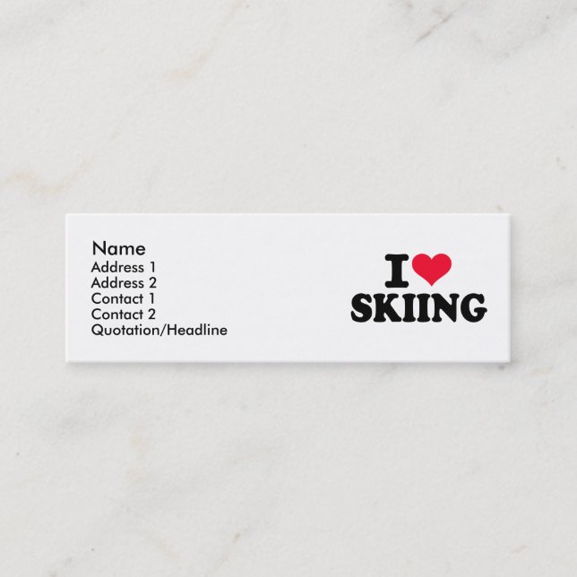 I love Skiing Mini Business Card (Front)