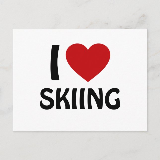 I love SKIING Postcard (Front)