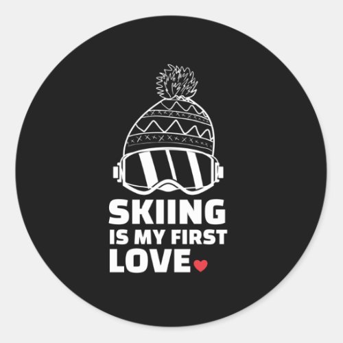  I love skiing Stylish skiing silhouette design Classic Round Sticker