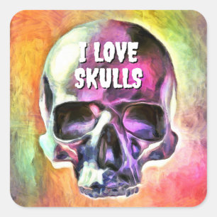 I Love Skulls. Square Sticker