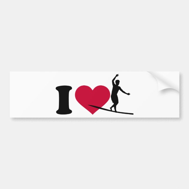I love Slackline Bumper Sticker (Front)