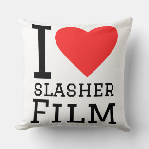 I love slasher film throw pillow