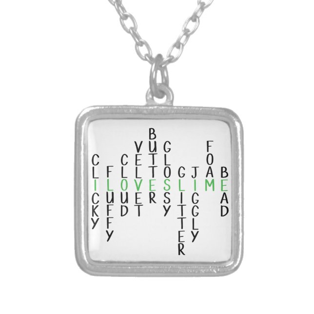 I love slime silver plated necklace (Front)