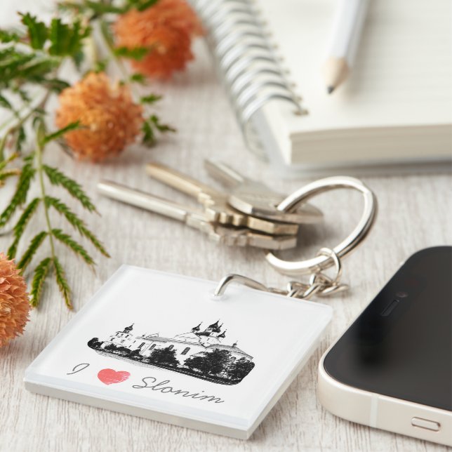 I Love Slonim Belarus Architecture Church Keychain (Front Right)