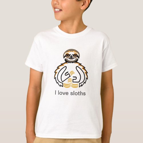  I love SLOTHS _ Endangered animal _ Boys T_Shirt