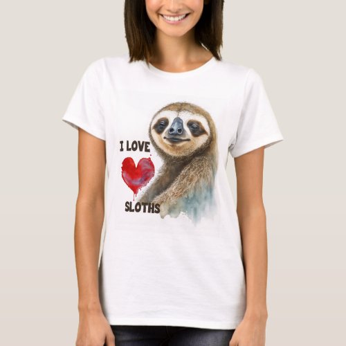 I love sloths sloth greeting card sloth art T_Shirt