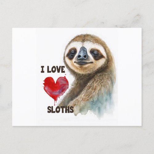 I love sloths sloth greeting card sloth holiday postcard
