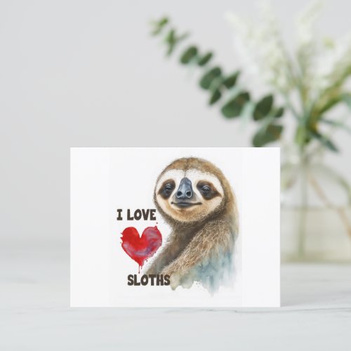 I love sloths sloth greeting card sloth postcard