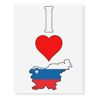 I Love Slovenia / I Heart Slovenia Vertical Temporary Tattoos