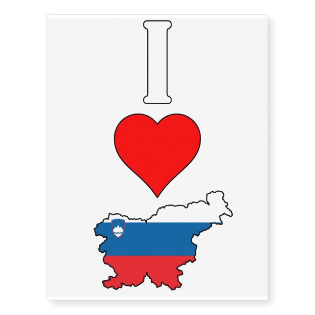 I Love Slovenia / I Heart Slovenia Vertical Temporary Tattoos (Front)