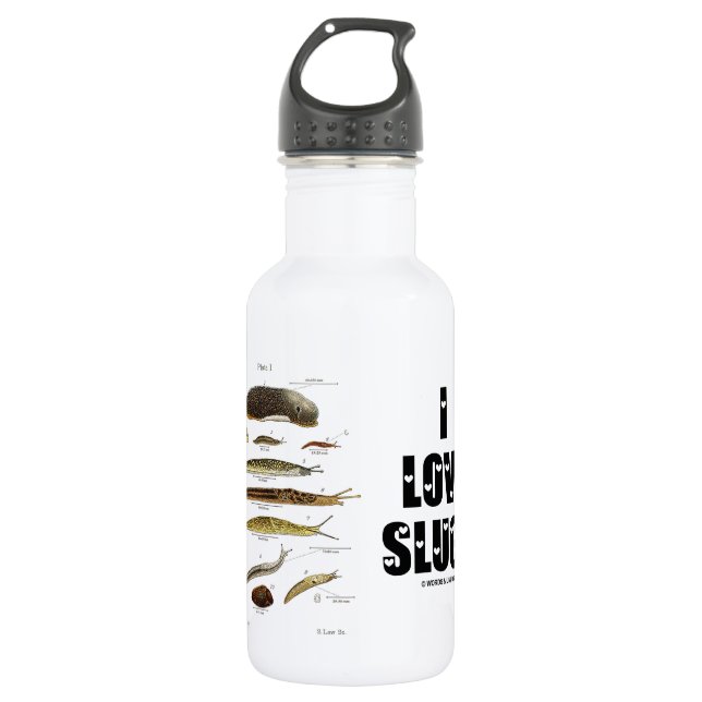 I Love Slugs (Naturalist / Nature) Water Bottle (Front)