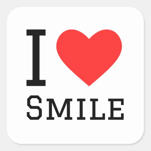 I love smile square sticker