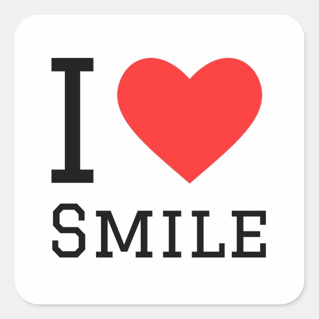 I love smile square sticker (Front)