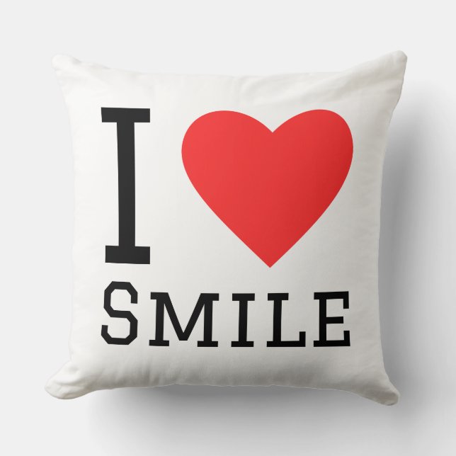 I love smile square sticker throw pillow (Front)