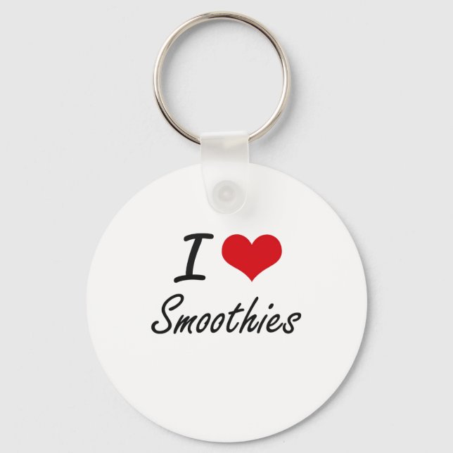 I Love Smoothies artistic design Keychain (Front)