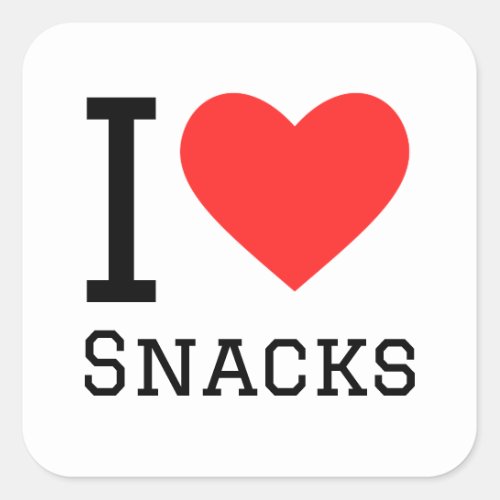 I love snacks square sticker